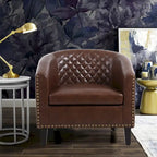 Fauteuil Club, Clous Décoratifs, Pieds en Bois Massif, 1 Place | Noir / Blanc / Bleu Marine / Café / Orange / Marron / Rouge