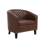 Fauteuil Club, Clous Décoratifs, Pieds en Bois Massif, 1 Place | Noir / Blanc / Bleu Marine / Café / Orange / Marron / Rouge