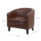 Fauteuil Club, Clous Décoratifs, Pieds en Bois Massif, 1 Place | Noir / Blanc / Bleu Marine / Café / Orange / Marron / Rouge