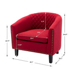 Fauteuil Club, Clous Décoratifs, Pieds en Bois Massif, 1 Place | Noir / Blanc / Bleu Marine / Café / Orange / Marron / Rouge