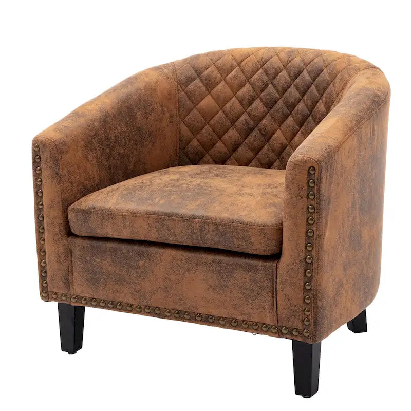 Fauteuil Club, Clous Décoratifs, Pieds en Bois Massif, 1 Place | Noir / Blanc / Bleu Marine / Café / Orange / Marron / Rouge
