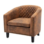 Fauteuil Club, Clous Décoratifs, Pieds en Bois Massif, 1 Place | Noir / Blanc / Bleu Marine / Café / Orange / Marron / Rouge