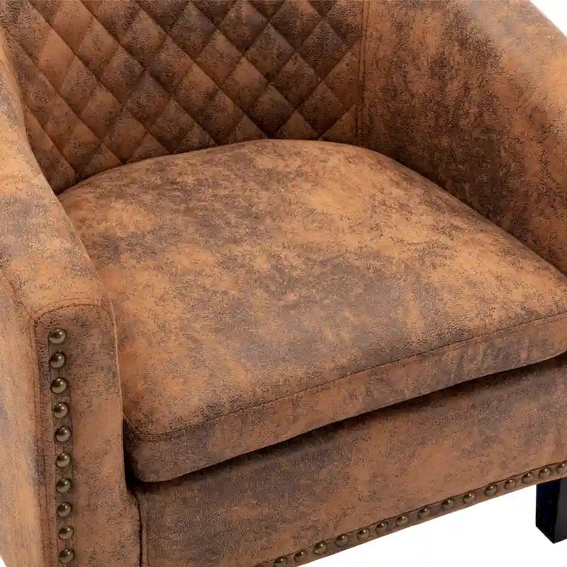Fauteuil Club, Clous Décoratifs, Pieds en Bois Massif, 1 Place | Noir / Blanc / Bleu Marine / Café / Orange / Marron / Rouge