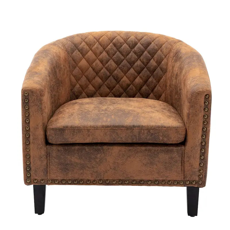 Fauteuil Club, Clous Décoratifs, Pieds en Bois Massif, 1 Place | Noir / Blanc / Bleu Marine / Café / Orange / Marron / Rouge