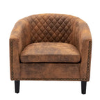Fauteuil Club, Clous Décoratifs, Pieds en Bois Massif, 1 Place | Noir / Blanc / Bleu Marine / Café / Orange / Marron / Rouge