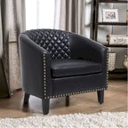 Fauteuil Club, Clous Décoratifs, Pieds en Bois Massif, 1 Place | Noir / Blanc / Bleu Marine / Café / Orange / Marron / Rouge