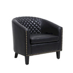 Fauteuil Club, Clous Décoratifs, Pieds en Bois Massif, 1 Place | Noir / Blanc / Bleu Marine / Café / Orange / Marron / Rouge
