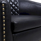Fauteuil Club, Clous Décoratifs, Pieds en Bois Massif, 1 Place | Noir / Blanc / Bleu Marine / Café / Orange / Marron / Rouge