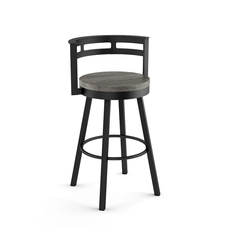 Tabouret de comptoir pivotant – Bois vieilli et métal, 1 place