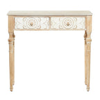 Console de porte d'entrée 2 tiroirs sculptée florale marron | Bois | 1 personne