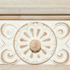 Console de porte d'entrée 2 tiroirs sculptée florale marron | Bois | 1 personne