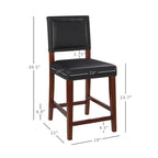 Tabouret de comptoir en similicuir noir, assise simple, hauteur d'assise de 24 po