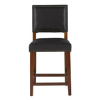 Tabouret de comptoir en similicuir noir, assise simple, hauteur d'assise de 24 po