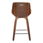 Tabouret de comptoir à hauteur fixe, siège en tissu / pieds en bois de noyer, lot de 2