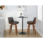 Tabouret de comptoir à hauteur fixe, siège en tissu / pieds en bois de noyer, lot de 2