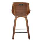 Tabouret de comptoir à hauteur fixe, siège en tissu / pieds en bois de noyer, lot de 2
