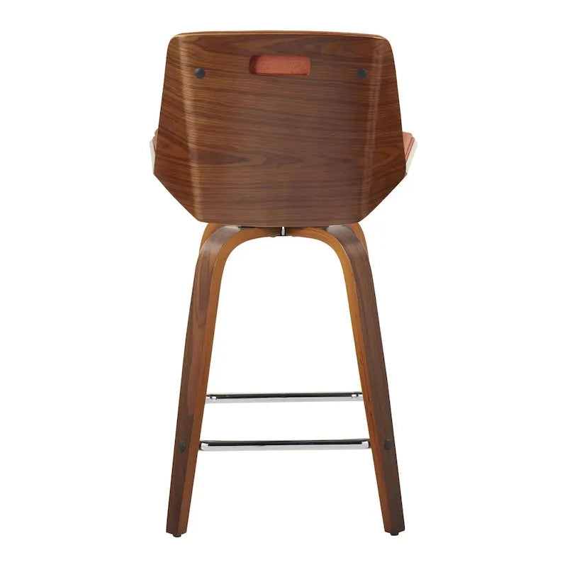 Tabouret de comptoir à hauteur fixe, siège en tissu / pieds en bois de noyer, lot de 2