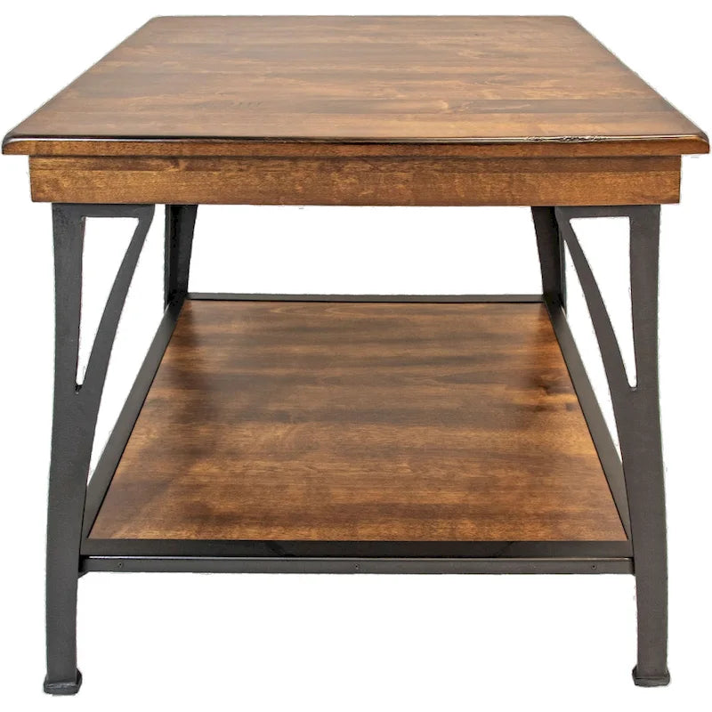 Table d'appoint à 1 étagère, fini cuivre, bouleau et métal