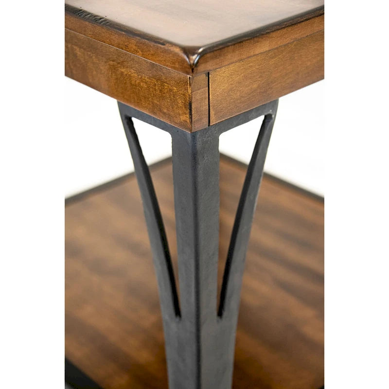 Table d'appoint à 1 étagère, fini cuivre, bouleau et métal