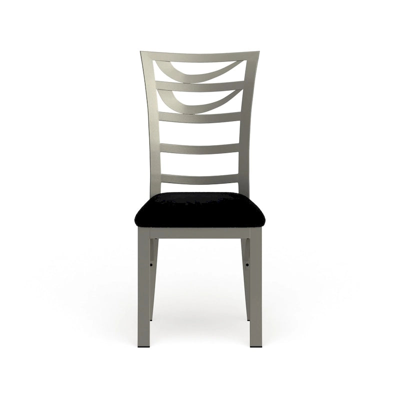 Chaise de salle à manger en métal argenté, dossier échelle contemporain, lot de 2
