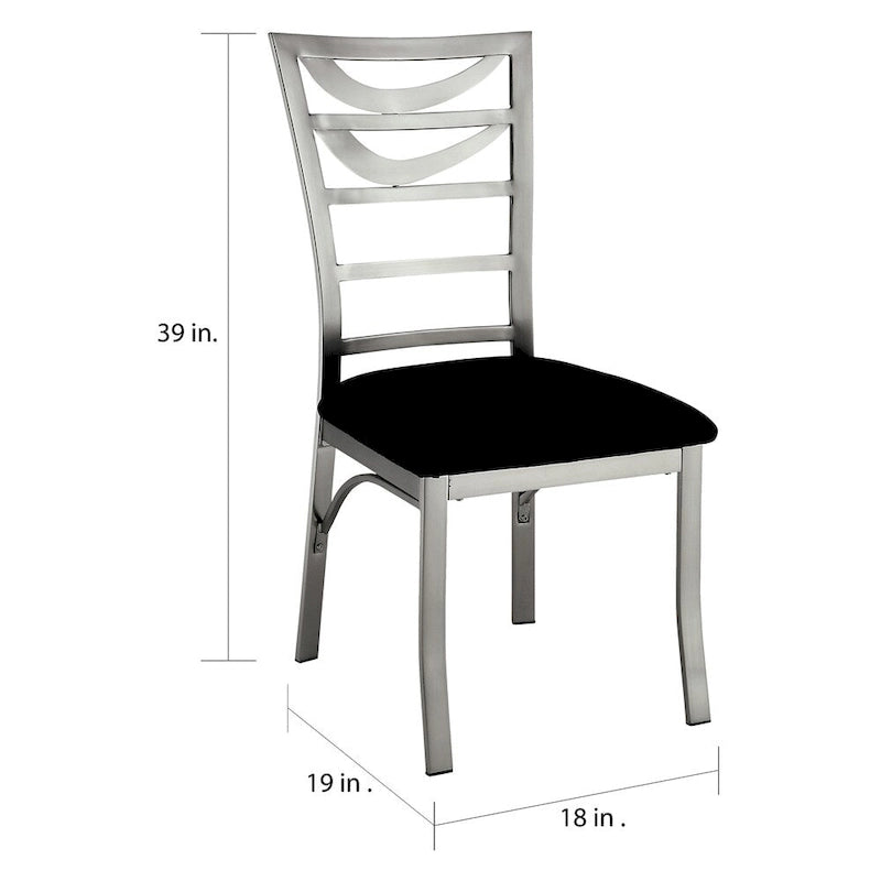 Chaise de salle à manger en métal argenté, dossier échelle contemporain, lot de 2