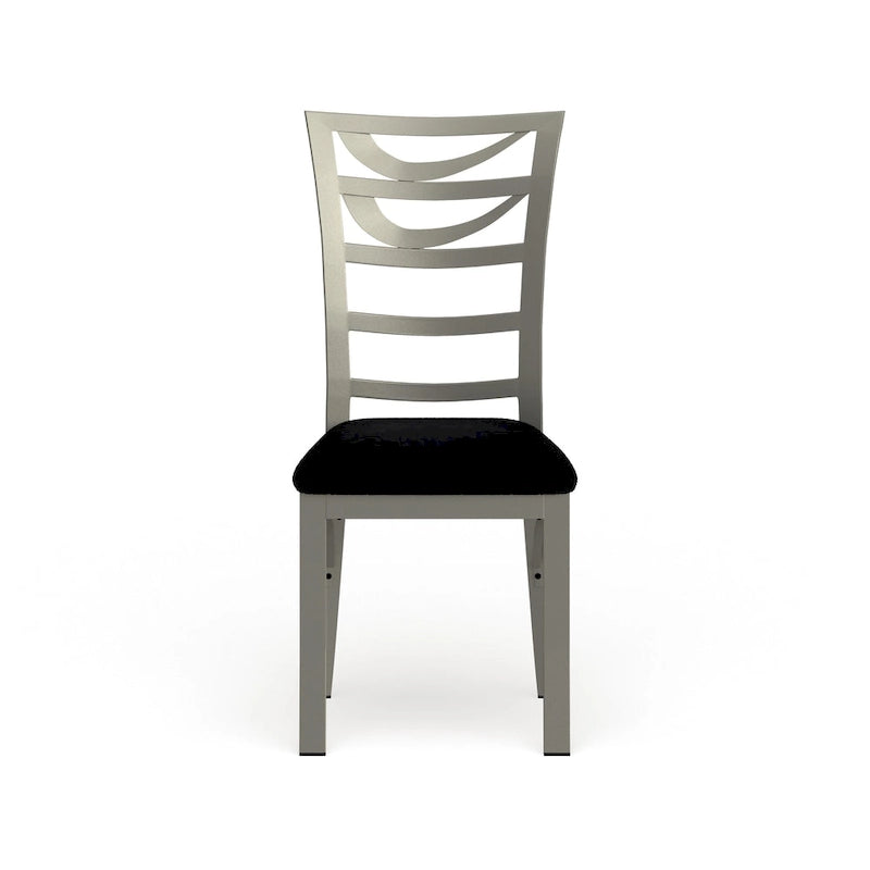 Chaise de salle à manger en métal argenté, dossier échelle contemporain, lot de 2