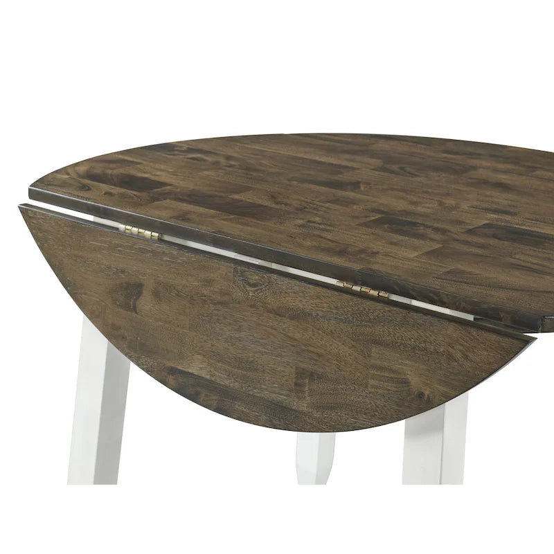 Table à manger grise et blanche à abattants, 2 personnes, bois massif