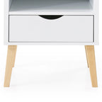 Table de chevet blanche Mid-Century Modern avec tiroir – 1 personne