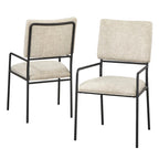 Chaise de salle à manger rembourrée crème/noir avec accoudoirs, lot de 2