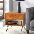 Table d'appoint à 1 tiroir en chêne, style Mid-Century