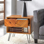 Table d'appoint à 1 tiroir en chêne, style Mid-Century