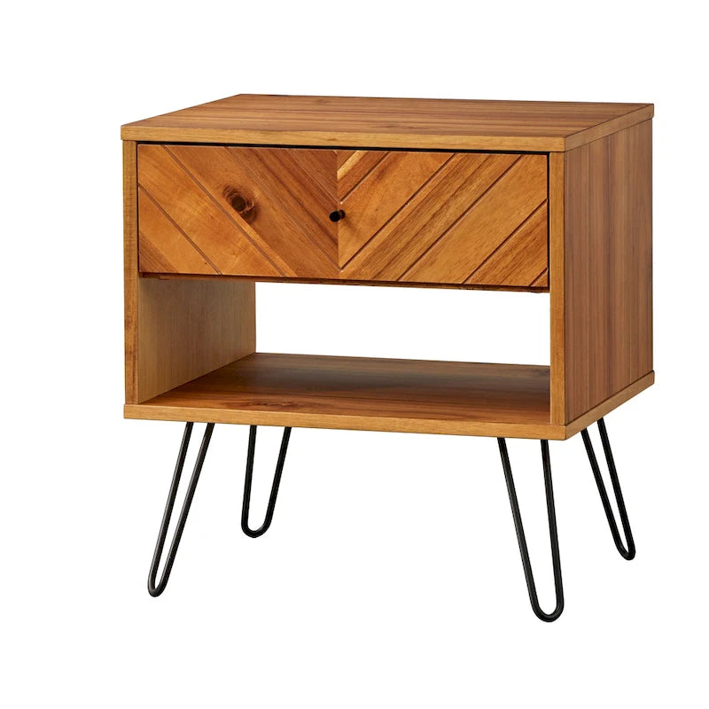 Table d'appoint à 1 tiroir en chêne, style Mid-Century