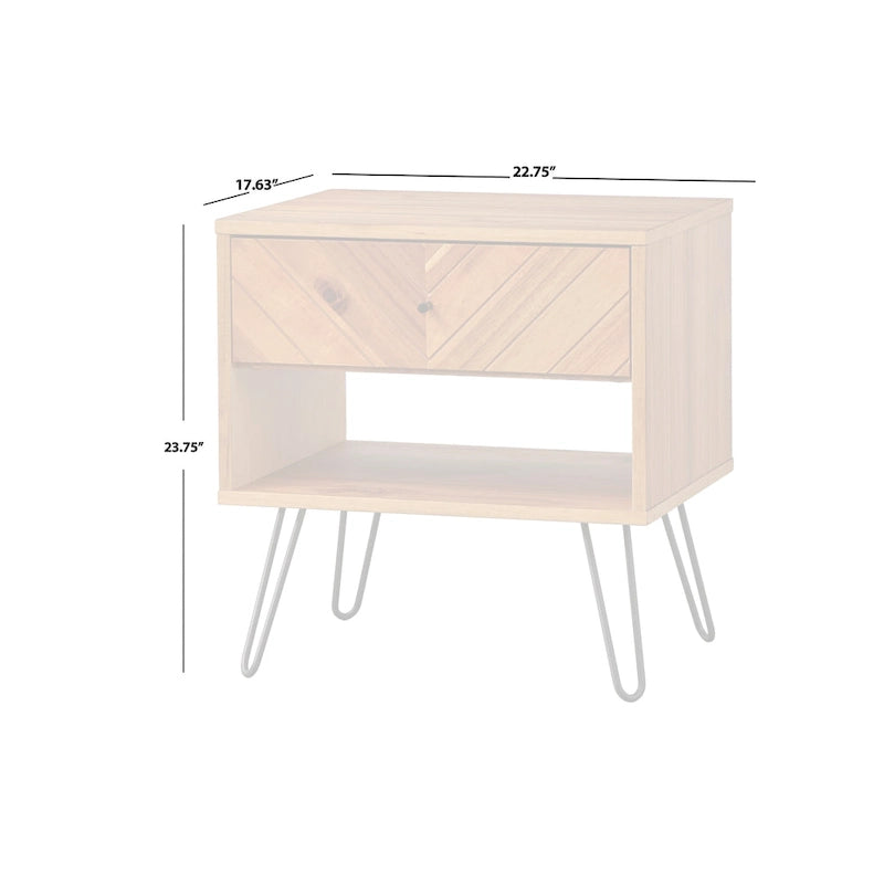 Table d'appoint à 1 tiroir en chêne, style Mid-Century