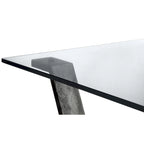 Table basse industrielle rectangulaire en Noyer Muscade Grillé / Plateau en Verre