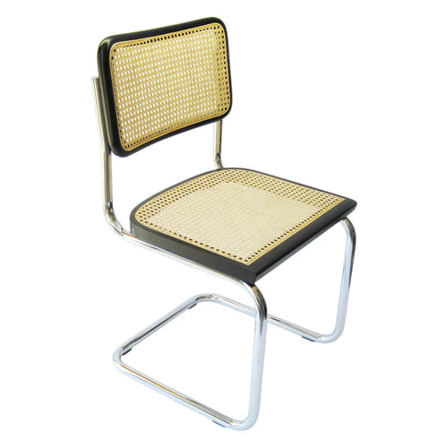 Breuer Chair Company Cesca Cane Dining Chair in Chrome and Black