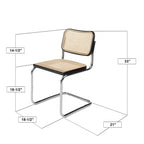 Chaise de salle à manger en rotin noir et chrome, style Mid-Century, à l'unité