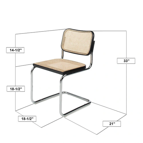 Chaise de salle à manger en rotin noir et chrome, style Mid-Century, à l'unité