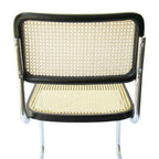 Chaise de salle à manger en rotin noir et chrome, style Mid-Century, à l'unité