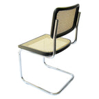Chaise de salle à manger en rotin noir et chrome, style Mid-Century, à l'unité