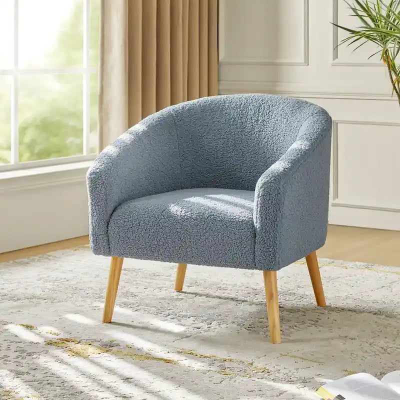 Fauteuil Boucle Barrel, une place – Sauge / Noir / Ivoire / Gris / Bleu