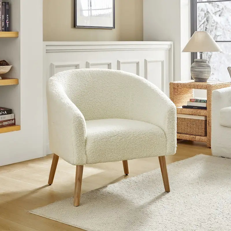 Fauteuil Boucle Barrel, une place – Sauge / Noir / Ivoire / Gris / Bleu