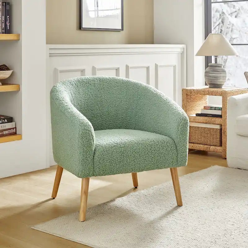 Fauteuil Boucle Barrel, une place – Sauge / Noir / Ivoire / Gris / Bleu