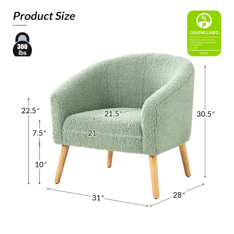 Fauteuil Boucle Barrel, une place – Sauge / Noir / Ivoire / Gris / Bleu