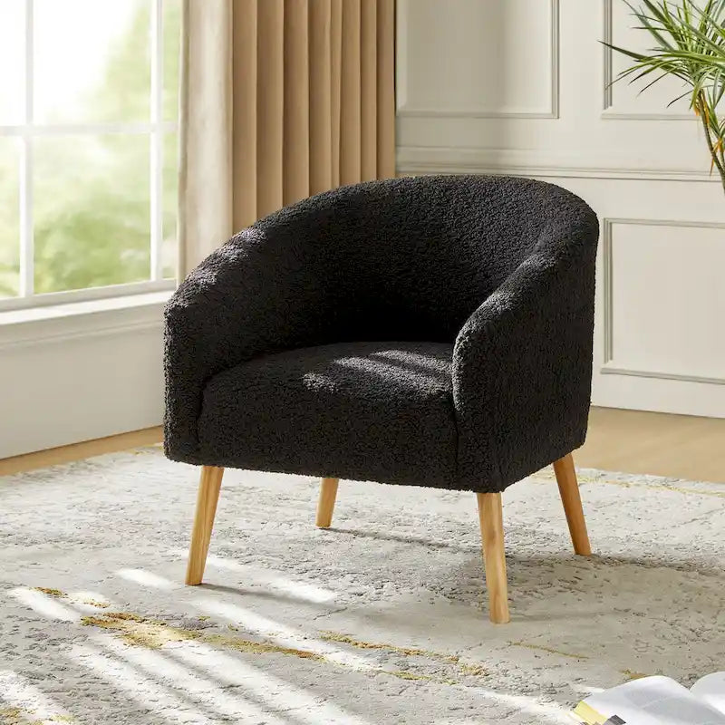 Fauteuil Boucle Barrel, une place – Sauge / Noir / Ivoire / Gris / Bleu