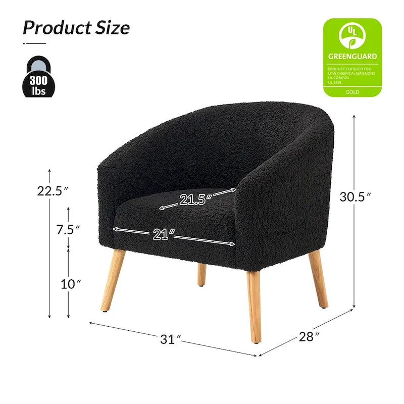 Fauteuil Boucle Barrel, une place – Sauge / Noir / Ivoire / Gris / Bleu