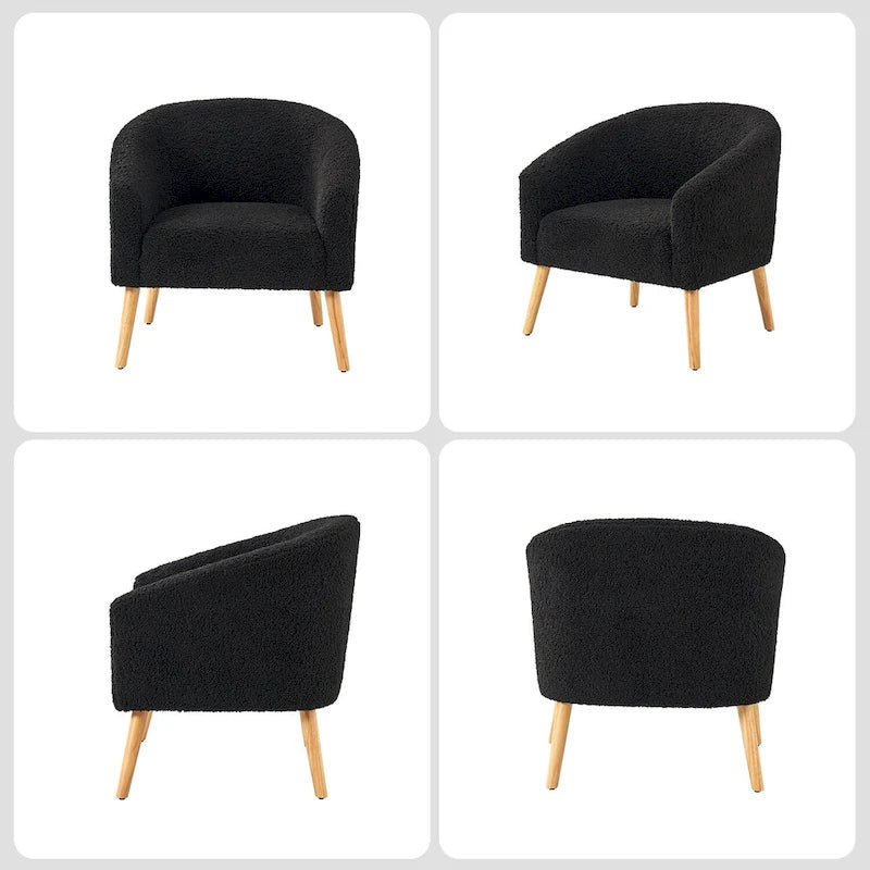 Fauteuil Boucle Barrel, une place – Sauge / Noir / Ivoire / Gris / Bleu