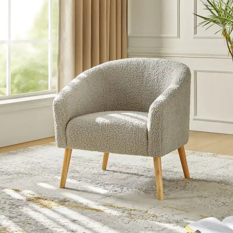 Fauteuil Boucle Barrel, une place – Sauge / Noir / Ivoire / Gris / Bleu