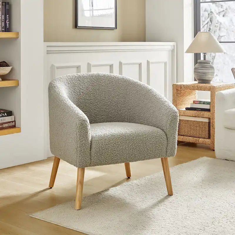 Fauteuil Boucle Barrel, une place – Sauge / Noir / Ivoire / Gris / Bleu