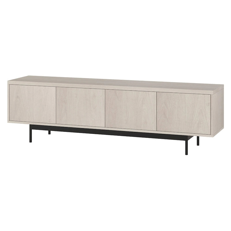 Meuble TV bas pour téléviseurs jusqu'à 75" – Noir veiné / Blanc / Aulne Blanc, 176,5 cm L