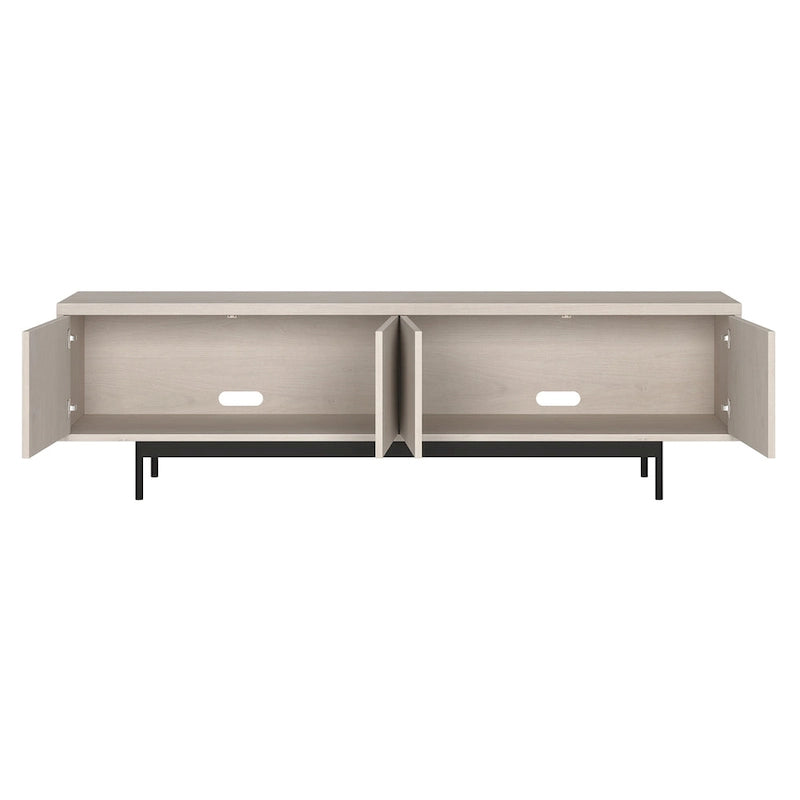 Meuble TV bas pour téléviseurs jusqu'à 75" – Noir veiné / Blanc / Aulne Blanc, 176,5 cm L